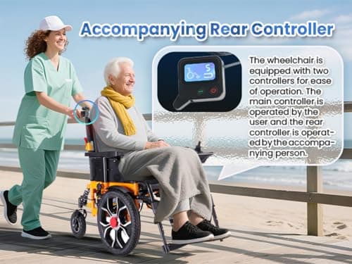 Upgraded 16" Big Front Wheel Electric Wheelchairs, USB Led Light, Dual Brakes, 20” Seat Width All Terrain Motorized Wheelchair, Wheelchairs for Adults 330lb, Backpack, Rear Control Included 8