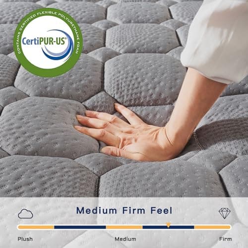 Vesgantti Full Mattress 10 Inch Innerspring Multilayer Hybrid Full Mattresses - Ergonomic Design with Memory Foam and Pocket Spring Mattress Full Size, Medium Firm Feel, Grey 5