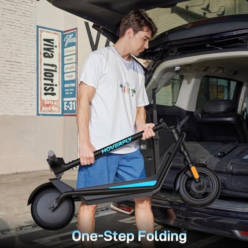 HOVERFLY X3 Electric Scooter for Adults, 10" Solid Tire, Max 18 Mile Range and 20Mph Speed, 500W Motor, with Front Dual Suspension Electric Code Lock, UL2272 Certified Foldable Commuting Escooter 7