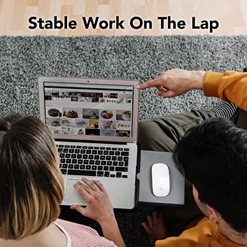 EHO Laptop Lap Pad - Laptop Stand Pad w Retractable Mouse Pad Tray, Anti-Slip Heat Shield Tablet Notebook Computer Stand Table w/Sturdy Stable Cooler Work Surface for Bed Sofa Couch or Travel 8
