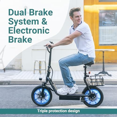 NAVIC T1PRO Electric Scooter Adults, Electric Scooter with Seat, Max 49 Miles Ranges, Top Speed 22 mph, 750W Peak Motor, E Scooter for Pets, Cargo with Back Basket 5