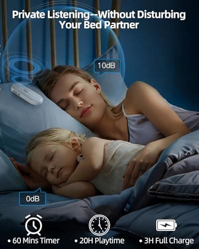 KYOTTANI Private Bluetooth Speaker Under Pillow: Portable Bone Conduction Technology Sleep Aid with White Noise for Sleeping 5