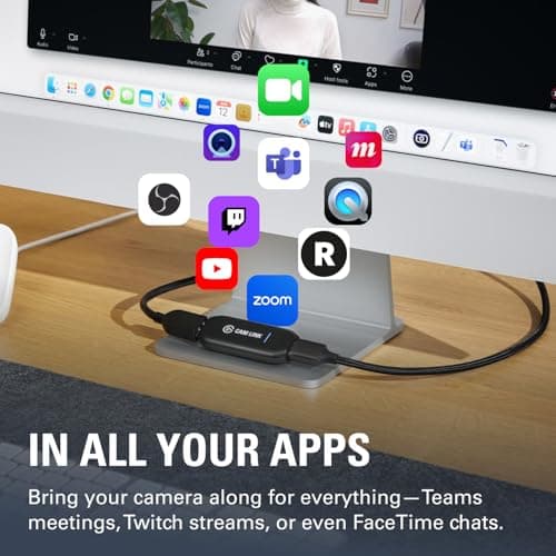 Elgato Cam Link 4K – External Capture Card for DSLR & Camcorder, ActionCam as Webcam, Meet/Stream/Record in 1080p60 or 4K30/4K60, Easy Connect for OBS/Zoom/Discord – HDMI to USB 3.0, PC/Mac/iPad 5