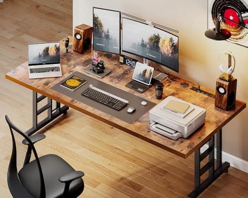 Coleshome 71 Inch Executive Desk with USB Ports, Large Computer Desk with Extra Thick, Long Mordern Office Desk, Workstation Business Furniture for Home Office, Vintage 7