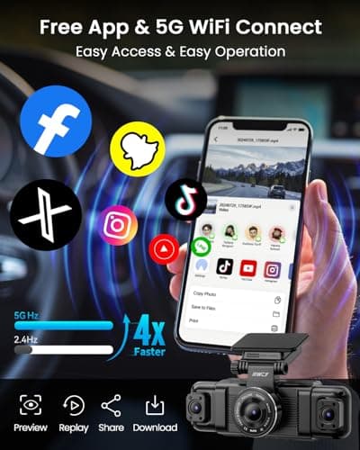 IIWEY N5 4 Channel Dash Cam 360° View, 1080P Front and Rear Inside, Left Right Dash Camera for Cars, 8 IR Lamps Night Vision, 5G WiFi & APP Control, G-Sensor, Parking Mode, with a Free 128GB SD Card 6