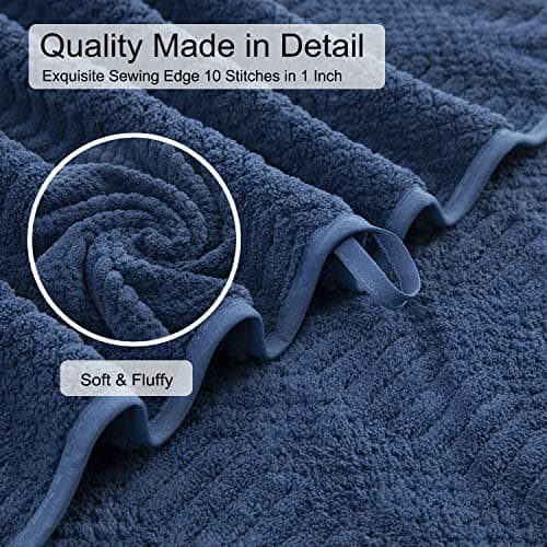 Oliven 8 Pcs Navy Oversized Bath Sheet Set-2 Large Bath Towel Sheets,2 Hand Towels,4 Washcloths 600GSM Soft Highly Absorbent Quick Dry Beach Chair Towels Woven Towel for Bathroom Hotel and Spa 6