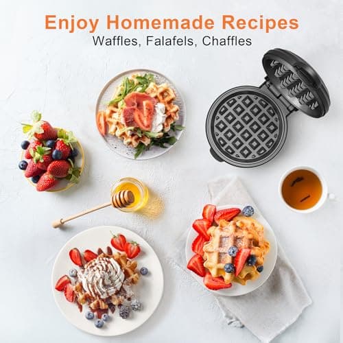 CROWNFUL Mini Waffle Maker, 4" Chaffle Maker with Compact Design, Easy to Clean, Non-Stick Surface, Recipe Guide Included, Perfect for Breakfast, Dessert, Sandwich, or Other Snacks 6