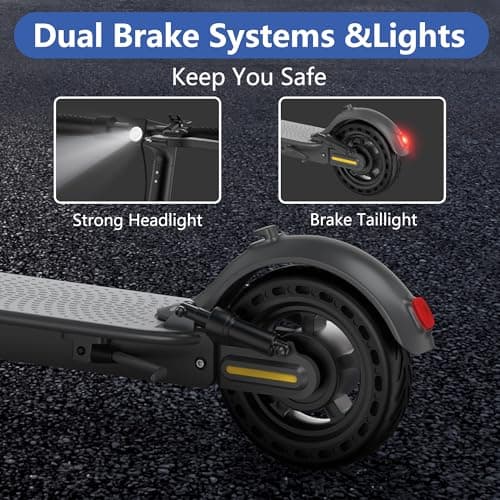 NAVIC Electric Scooter Adults, Powerful 350W Motor, 19MPH Top Speed, 19 Miles Range, 8.5" Solid Tires, Folding E-Scooter with Dual Braking Dual Suspension & APP Control 7