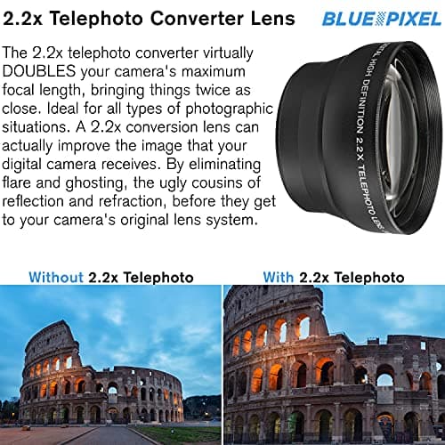 Canon EOS 2000D / Rebel T7 DSLR Camera w/EF-S 18-55mm f/3.5-5.6 Lens 3 Lens Kit: 128GB Memory + Wide Angle + Telephoto + Flash (Renewed) 5