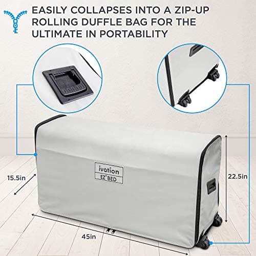 Ivation EZ®-Bed (King) Inflatable Air Mattress with Frame & Built-in Pump - 3 Min Self Inflate/Deflate - Raised Blow up Bed with Legs, Auto Shut Off, Premium Coil Design, Wheeled Portable Case 6