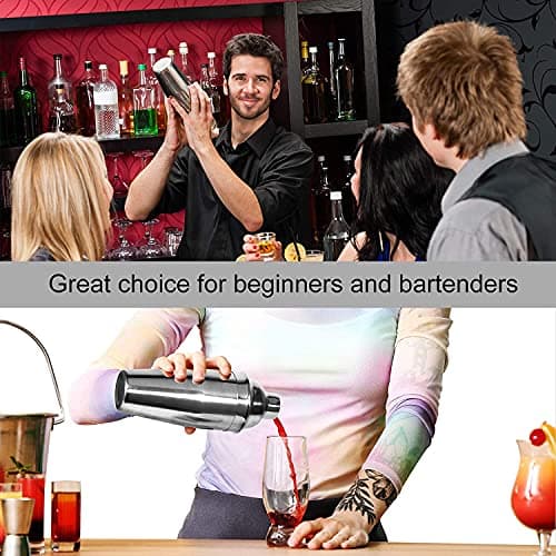 WPHUAW 24oz Cocktail Shaker Bar Set-Professional Margarita Mixer Drink Shaker Professional Stainless Steel Bar Tools Built-in Bartender Strainer for Martini Kit 6