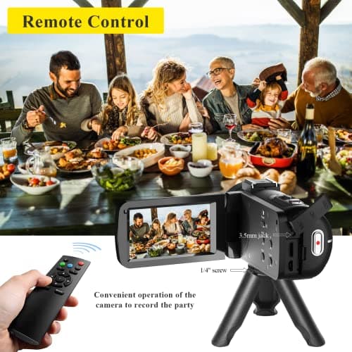 Video Camera, Full HD 1080P 30MP Camcorder, Vlogging Camera for YouTube with Infrared Night Vision, 18X Digital Zoom 3.0“ LCD Screen Digital Camera, Video Recorder with Remote Control and Battery 6