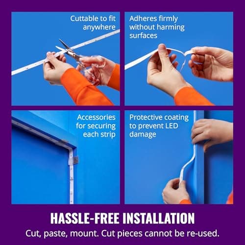 WiZ Connected Smart Light Strip, Sunset/Sunrise Automation, Preset Modes, Control with Voice or App, Full Color RGB Lighting, Voice Control, 50ft Cut to Fit 6