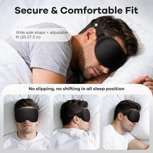 Weighted Sleep Mask 2 Pack - 3D Contoured Eye Masks for Sleep, Best Blackout Sleep Masks for Women Men, Eye Mask for Travel, Meditation, Airplane, Memory Foam, Adjustable Strap, Black Purple 6