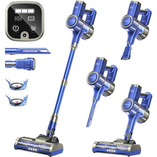 YONNDER Cordless Vacuum Cleaner 40KPA, 6-in-1 Lightweight & Detachable Battery, Powerful Suction for Home, 6-Stage Filtration, Tangle-Free V-Shaped Brush, for Hard Floor/Carpet/Pet Hair