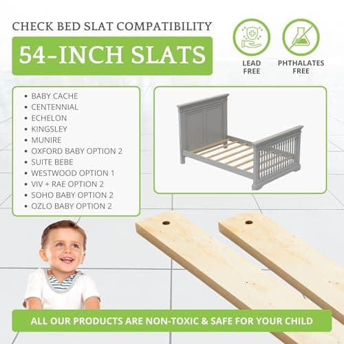 CC KITS Full Size Bed Slats - 8pc 54" Solid Wood Under Mattress Support - Bunkie Board, Box Spring & Mattress Foundation Replacement - Platform Bed Frame - Set of 8 Slats (Full - 54") 6