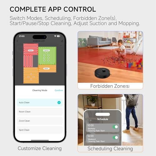Robot Vacuum and Mop Combo – Precise LiDAR Navigation, Smart Home Robot Map, Vacuum/Mop/Combo Cleaning Mode, Auto Recharge, Customized Cleaning, APP/Remote/Voice Control, for Hard Floors and Carpets 6