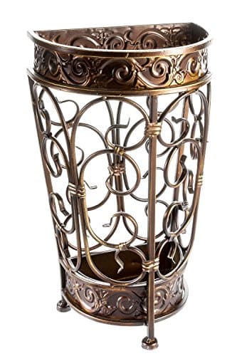 Brelso Super Quality Umbrella Stand, Umbrella Holder, Antique Look Metal, Entry Hallway Décor, Wallside Style, with Removable Drip Tray (Gold Brown)