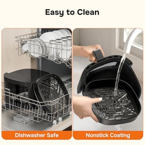 Simple Deluxe Air Fryer - 6.34 QT Digital Airfryer with Visible Window, 12 Presets Functions, Nonstick and Dishwasher-Safe Basket, 1700W, Gray 6