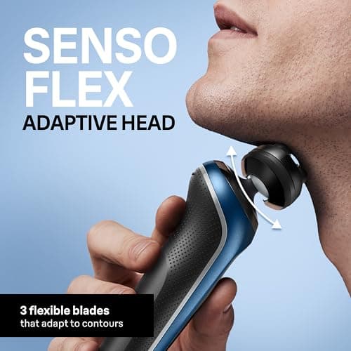 Braun Electric Shaver for Men, Series 6 6120s, Wet & Dry Shave, Turbo & Gentle Shaving Modes, with Precision Trimmer & Pouch, Blue 5