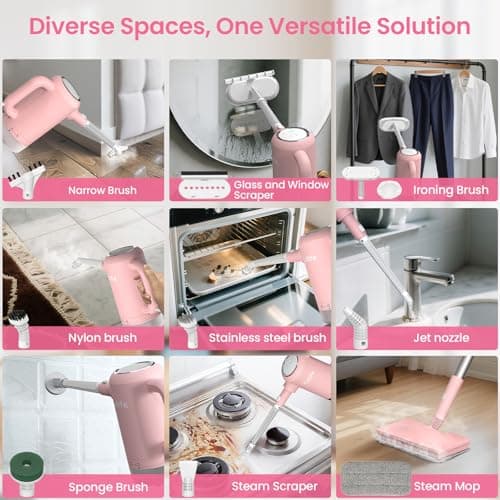 Czlife 13-in-1 Steam Mop, Handheld Steam Cleaner for Home and Floor Cleaning, Floor Steamers for Hardwood and Tile with Attachments, Electric Mop for Grout Laminate Couch Clothes Carpet, Corded 7