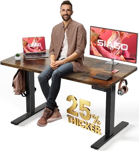 SIAGO Electric Standing Desk Adjustable - 48 x 24 Inch Sit Stand up Desk with Cable Management - 3 Memory Preset Adjustable Height Table