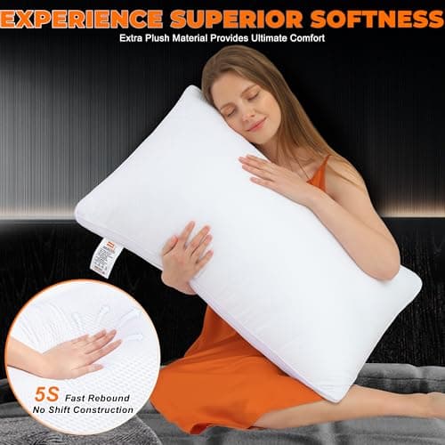 AIAEL Bed Pillows for Sleeping Firm and Soft Queen Size Set of 2, Supportive & Comfortable Down Alternative Pillow, Luxury Hotel Gusseted Pillows for Side and Back Sleepers 7