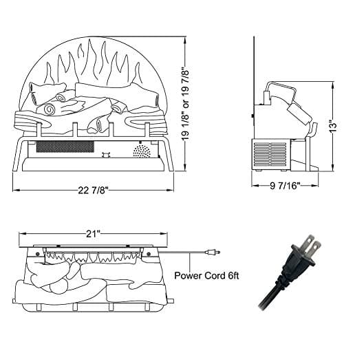 LegendFlame 23" W Free Standing Electric Fireplace Log Set (EF290), Fireplace Insert, Heater 750W/1500W, Crackling Sound, Remote Control 5