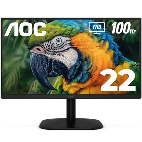 AOC 22B2HM2 22" Full HD (1920 x 1080) 100Hz LED Monitor, Adaptive Sync, VGA x 1, HDMI x 1, Flicker-Free, Low Blue Light, HDR Ready, VESA, Tilt Adjust, Earphone Out, Eco-Friendly