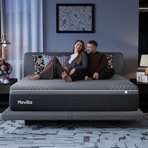 Novilla AiryFlow King Size Mattress 14 Inch, Gel Memory Foam Mattress King for Cool Night & Spinal Alignment, Pressure Relief & Motion Isolation, Green Tea-Infused, CertiPUR-US Certified, Medium Firm