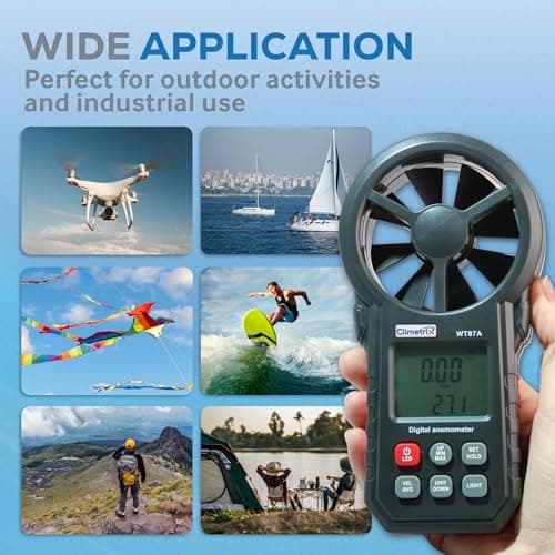Digital Handheld Anemometer for Wind Speed, Temperature & Wind Chill - Wind Speed Meter, Handheld Wind Meter, HVAC Airflow Meter, Hand Held Wind Gauge for Outdoor Sailing, Shooting, Drone, Golf & Kite 6