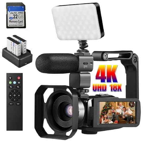 OIEXI 4K Video Camera with IR Night Vision,48MP UHD Camcorder 270 Degree Rotation Touch Screen Camera Recorder 3.0 Inch IPS Screen 18X Zoom Vlogging Camera for YouTube with Microphone 2 Batteries
