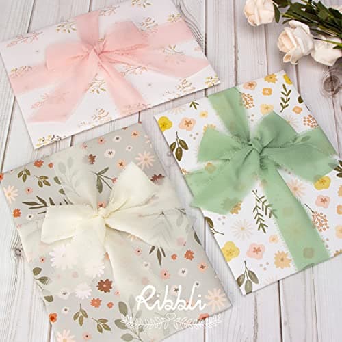 Ribbli Chiffon 1-1/2 inch x 20 Yard Handmade Fringe Cream Ivory Silk Ribbon for Wedding Invitations, Bridal Bouquets, Flower Arrangement Decoration 8