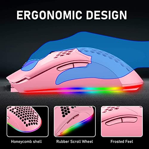 Lightweight Gaming Mouse,26 kinds RGB Backlit Mice,PixArt 3325 12000 DPI Mouse,Ultralight Honeycomb Shell Ultraweave Cable Mouse and Anti-key Can Be Set for PC Gamers and Xbox and PS4 Users(Pink) 7