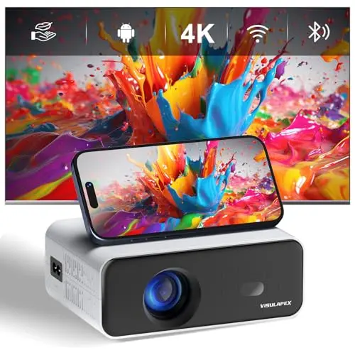 2024 Upgraded Smart Mini Projector with WiFi and Bluetooth – 4K HD Support, Auto Keystone, Electric Focus, Android 11 TV, Phone Control – Portable Home Theater for Indoor & Outdoor Movies