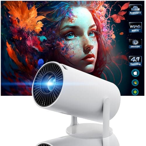 Mini Projector with Wifi and Bluetooth Proyector Portátil 4k with Android 11 180 °Adjustable、 Keystone Correction,Phone Projector is Suitable for Smart Projector used on wall, room, bedroom, outdoor