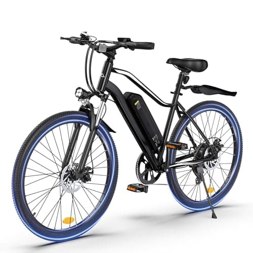 HopCycle Electric Bike for Adults - 750W Motor Ebike Max 60 Miles Electric Bikes, 25MPH, 26" Electric Mountain Bike, 7-Speed & Front Suspension Black