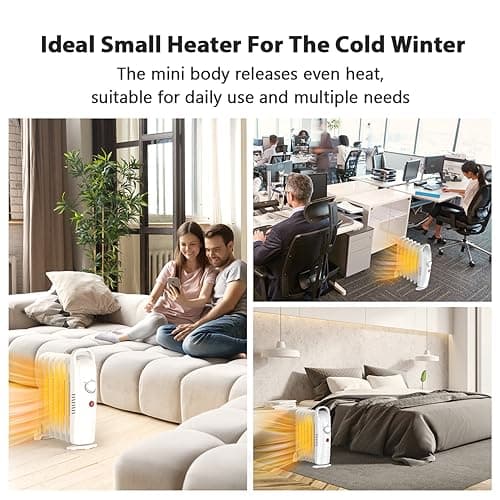 Air Choice 700W Small Oil Heater for Indoor Use, Portable Oil Radiator Heater, Overheat Protection, Silent Operation, Adjustable Thermostat, 2 Heat Settings, Compact Electric Heating for Office Desk 8