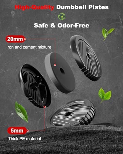 UNNMIIY Adjustable Dumbbells, 20/30/45/70/90lbs Free Weight Set with Connector,5 in1 Dumbbells Set Used as Barbell, Kettlebells, Push up Stand, Fitness Exercises for Home Gym Suitable Men/Women 7