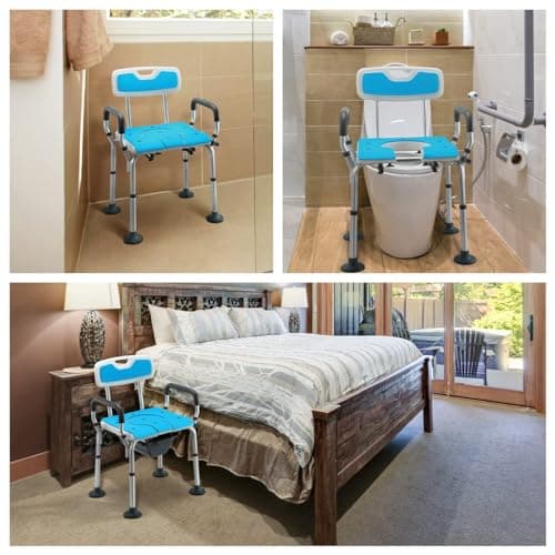 HEAO 4 in 1 Heavy Duty Bedside Commode with Arms and Back 400lbs, Medical Commode Chair with Bucket, Adjustable Padded Commode Chair for Toilet, Potty Chair for Seniors, Adults, Handicapped 5