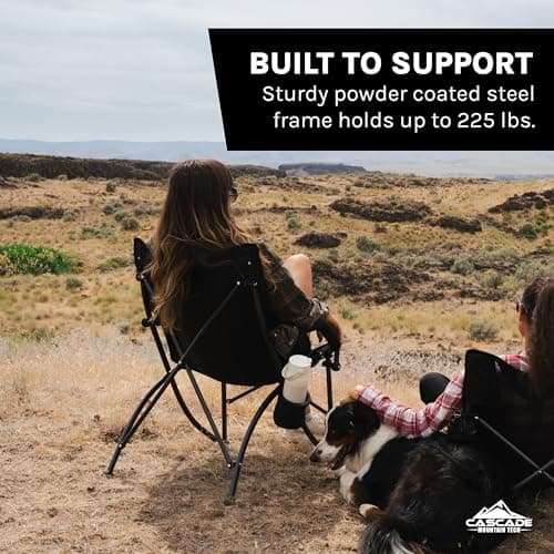 Cascade Mountain Tech Heavy Duty Folding Camp Chair, Black 7