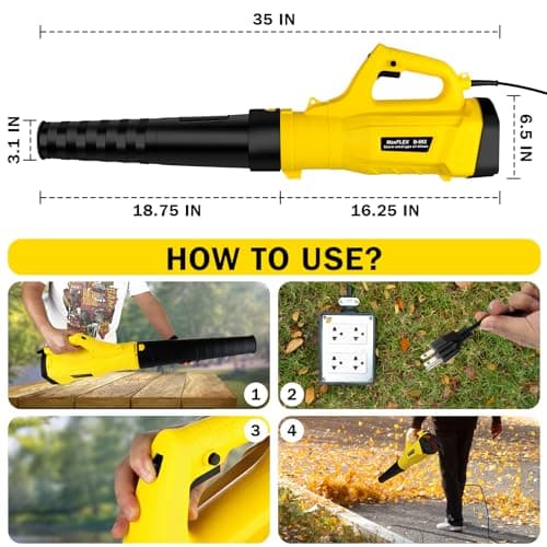 Leaf Blower, 3000W High Power Turbine Handheld Electric Leaf Blower, with 82 feet Extra Long Power Cord, 6-Gear Wind Speed Regulation, for Lawn Care, Yard, Garage, Patio, Blowing Leaves and Snow 5