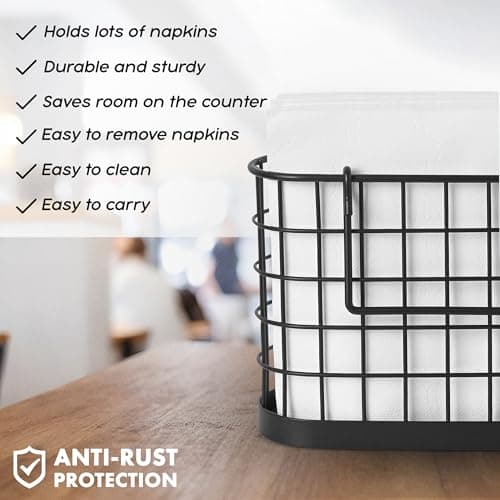 HOMECLASS6 Black Napkin Holder - Vintage Napkin Holders for Kitchen Farmhouse Decor. Upright Paper Napkin Holder for Tables, Bar, or Restaurant. Matte Black. 5