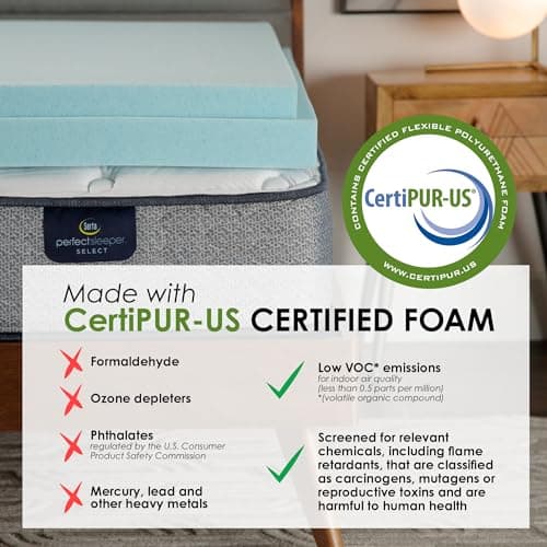 Serta CopperGel Cooling, Pressure-Relieving Memory Foam Mattress Topper, 3 Inch, Twin XL 7