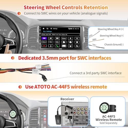 ATOTO F7 Double DIN Car Stereo Receivers, Wireless CarPlay & Android Auto 7 inch Touch Screen, Car Radio with Bluetooth 5.3, FM/AM/GPS, 4.1 Channel Audio Out, Live Rearview, SWC, F7G2B7WE-2024 6