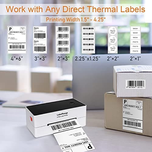 LabelRange Ecommerce Label Printer 4x6, Thermal Shipping Label Printer, Support Amazon, Ebay, USPS, Pirate Ship, USB Connection 5
