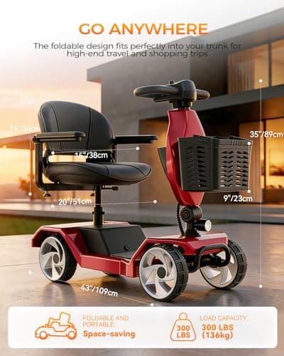 IQIRAF Foldable Mobility Scooters for Seniors, Black Powered Electric Wheelchair, 4 Wheel Lightweight Mobility Scooters for Adults, Mobility Scooter with Seat, Folding Travel Motorized Scooter 9