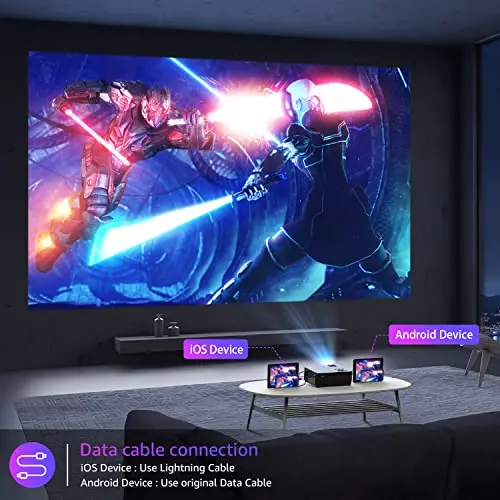 Projector with 5G WiFi and Bluetooth, Native 1080P Projector[Projector Screen Included], Full HD 18000LM Movie Projector, 100" Display Home Theater, Compatible with Phone/Laptop/TV Stick 5