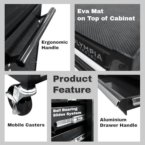 Olympia Tools 20-inch Rolling Tool Chest with Drawers - 5-Drawer Tool Chest Cabinet on Wheels Locking Storage Cabinets Garage Organizers for Workshop 7