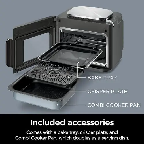 Ninja Combi All-in-One Multicooker, Oven, & Air Fryer, Complete Meals in 15 Mins, 14-in-1 Functions, Combi Cooker + Air Fry, Bake, Roast, Slow Cook and More, 3 Accessories, Stainless Steel, SFP701 13